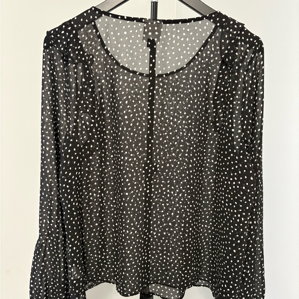 CAbi Sinatra Blouse Sheer Polka Dot Ruffle Top Black 2026 Indie Sleaze Aesthetic - Picture 3 of 8